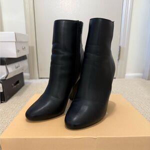 Miss Lola Black Ankle Booties – Pointed Toe Heeled Boots – Size 6